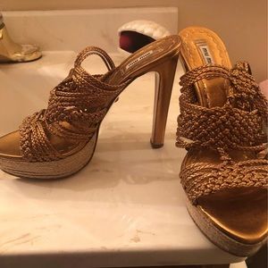 Bronze/Gold straps heels